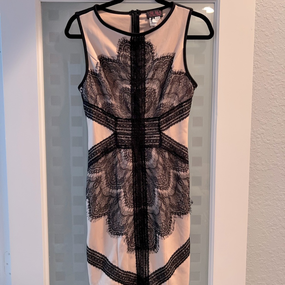 Midi black & light pink dress